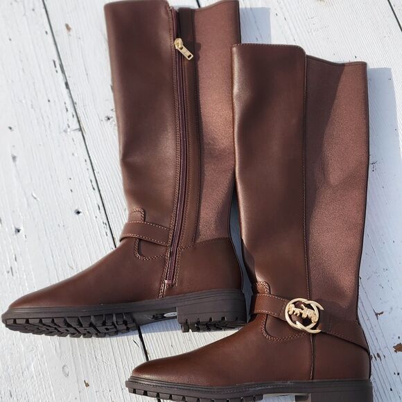 Coach Women's Walnut Farrah Leather Riding Boots Sz 5 Eu 35.5 - Picture 3 of 13